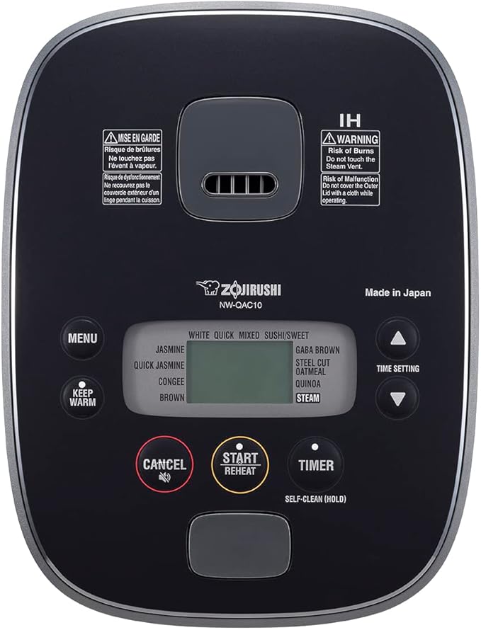 Zojirushi NW-QAC10 5.5-Cup Capacity Flat-Top Induction Cooker and Warmer with Custom Cooking Pan Double Non-Stick Coating for Easy Clean-Up (Black)