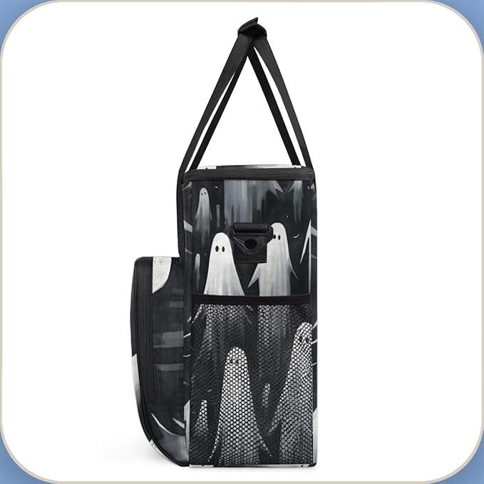 Halloween Ghosts Coffee Maker Carrying Bag Bright Ghosts Travel Storage Bag Compatible with K-Mini or K-Mini Plus Single Serve Coffee Brewer Carrying Case with Multiple Pockets &amp Shoulder Strap