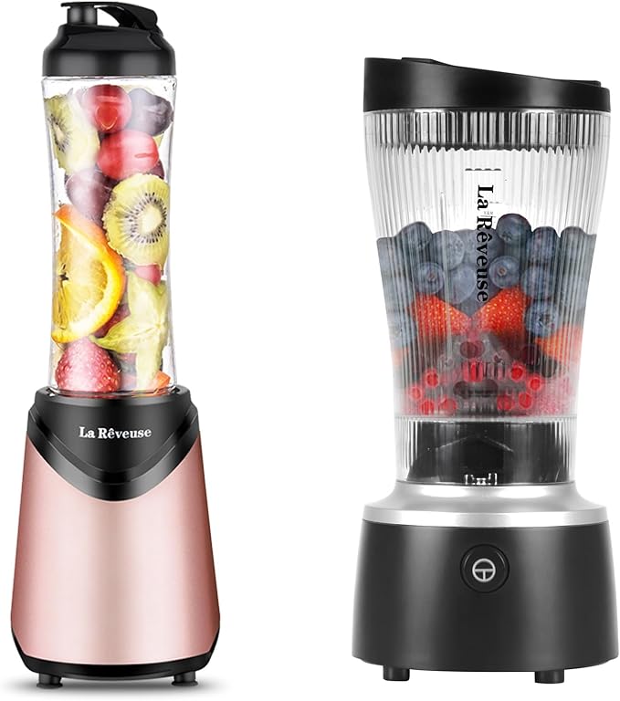 La Reveuse 300W Personal Size Blender (Pink) + La Reveuse 250W Personal Size Blender (Black)