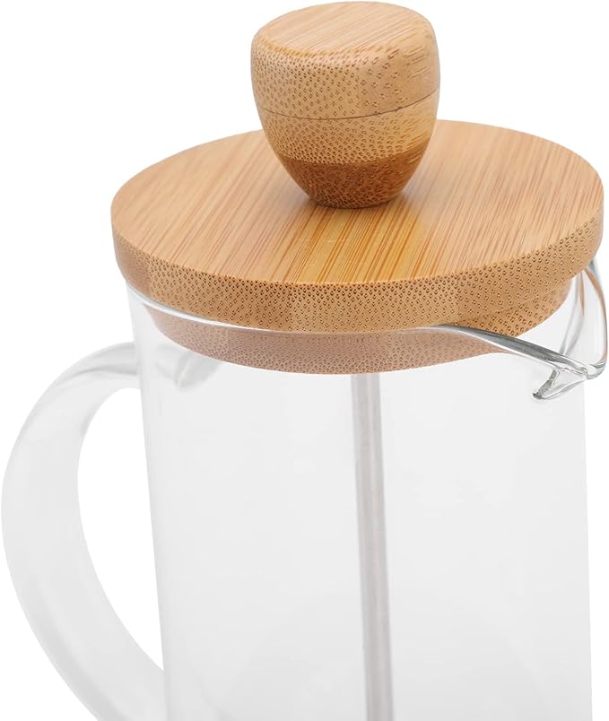 flexman French Press Coffee Maker High Heat Borosilicate Glass Stainless Steel French Press Coffee for Home Office Outdoor Camping Family Gatherings (600ML Bamboo Cover)