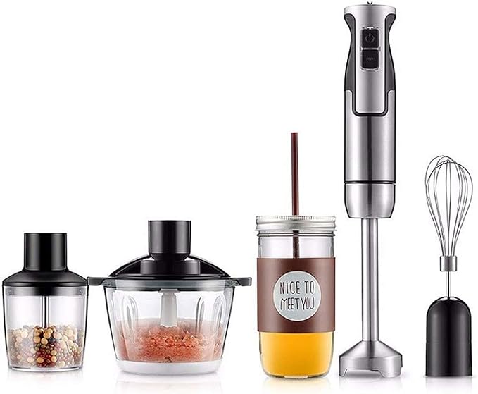 Immersion Hand Blender 2-Speed Stick Blender with Food Grinder BPA-Free ContainerMilk FrotherEgg WhiskPuree Infant Food Smoothies Sauces and Soups