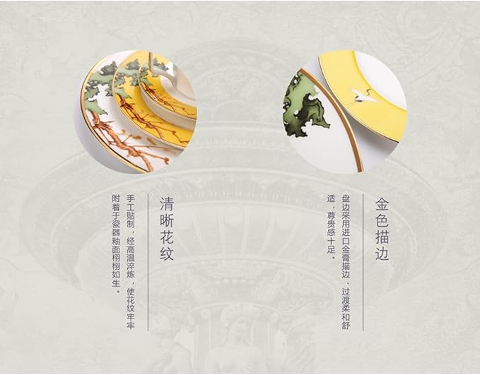European Style Dinnerware Set Service for 6 Bone China Dinnerware Sets Unbreakable Porcelain Dinner Sets Coffee Cup and Saucer Tableware Set Steak Dinner Plates Dish Set The portrait of a lady-3