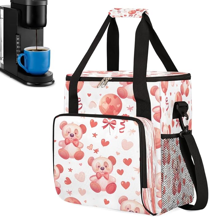 Christmas (698) Coffee Maker Carring Bag Travel Carrying Storage Tote Bag Compatible with Keurig K-Mini or K-Mini Plus Portable Single Serve Coffee Brewer Case with Pockets for K-cup Pods