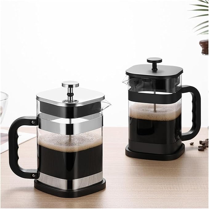 1000ml Square-shaped French Press Pot Durable Glass Coffee Machine With Stainless Steel Fine Mesh Filter Household Tea Kettle(Black)