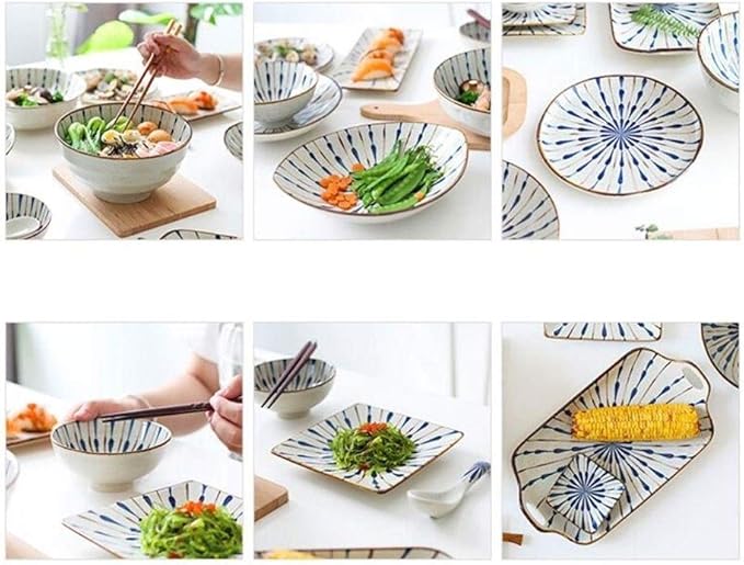 Porcelain Dinnerware Sets Plates and Bowls Sets Durable Reactive Glaze Dinnerware Set Plates Dishes Bowls Best for Indoor and Outdoor Party