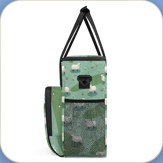Cute Sheep Coffee Maker Carrying Bag Steppe Grass Travel Storage Bag Compatible with K-Mini or K-Mini Plus Single Serve Coffee Brewer Carrying Case with Multiple Pockets &amp Shoulder Strap