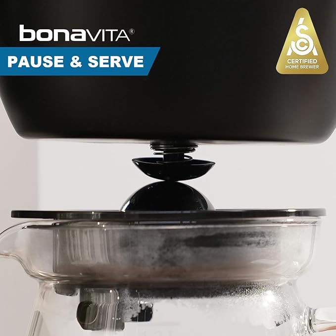 Bonavita Enthusiast 8 Cup Drip Coffee Brewer Pour Over SCA Certified Coffee Machine with Thermal Carafe Stainless Steel Panel Removable Reservoir Matte Black
