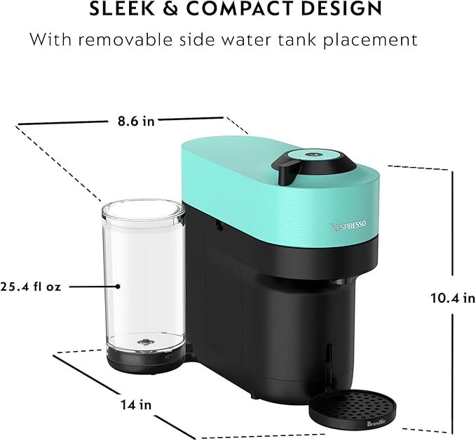 Nespresso Vertuo Pop+ Coffee and Espresso Maker by Breville Aqua Mint Descaling Kit