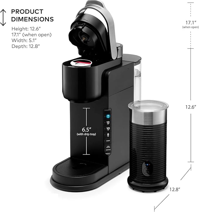 Keurigkk Café Barista Bar Single Serve Coffee Maker &amp Milk Frother | Brews Lattes Cappuccinos Coffee | | Dishwasher Safe Parts | Energy Efficient | Matte Black