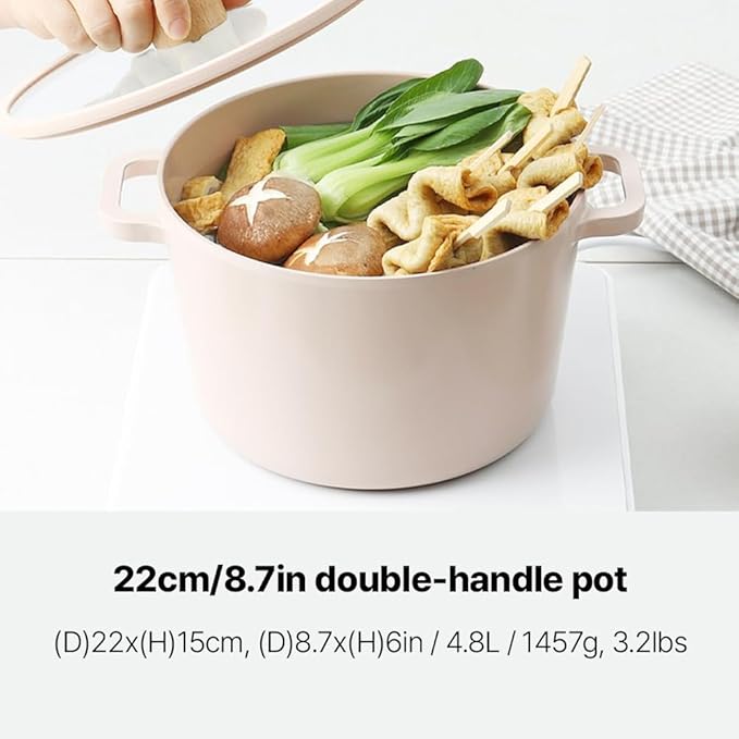 CZ Peach IH Induction Pot Induction 7-piece cookware set pink