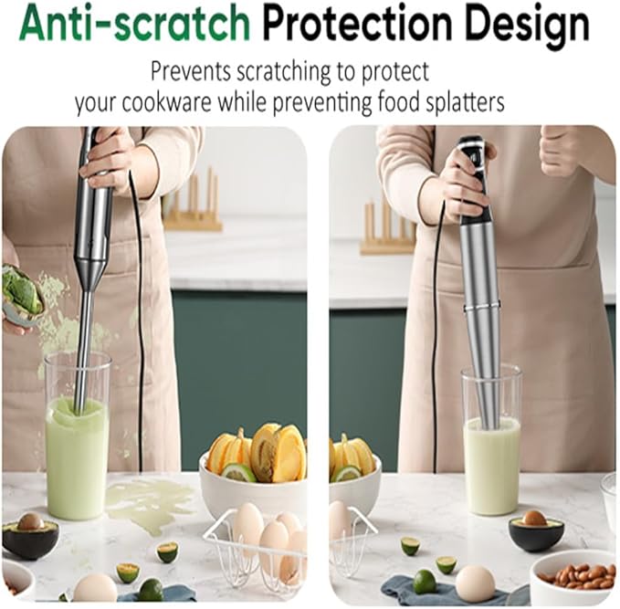 1000W Handheld Immersion Blender Set - 5 in 1 Stick Blender with Chopper Whisk Beaker Frother - Anti-Scratch Non-BPA Hand Blender Kit for Versatile Cooking
