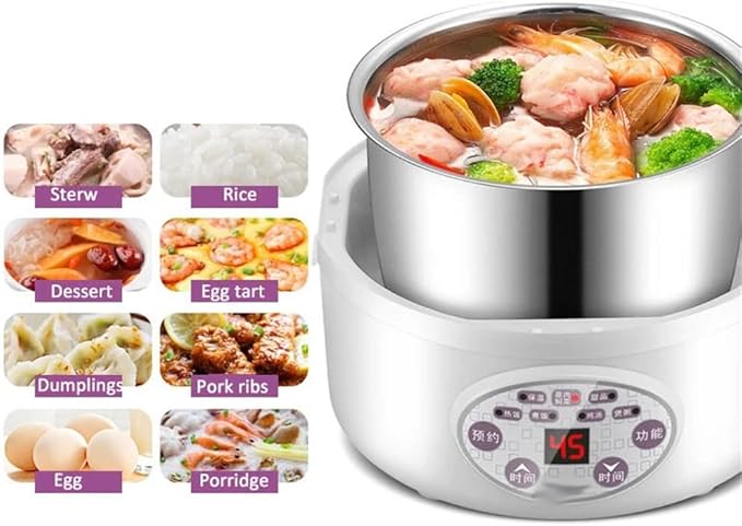 Rice Cooker 3 Layers Rice Cooker Portable Heating Bento Steamer Cooking Pot 2L Food Container Warmer 1
