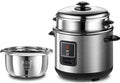 THEGA Electric Rice Cooker and Steamer with Automatic Cooking Removable Non Stick Bowl Stainless Steel Tempered Glass Lid with Steel Vent 700W Cook Warm Function Healthy Rice Cooking(4L)