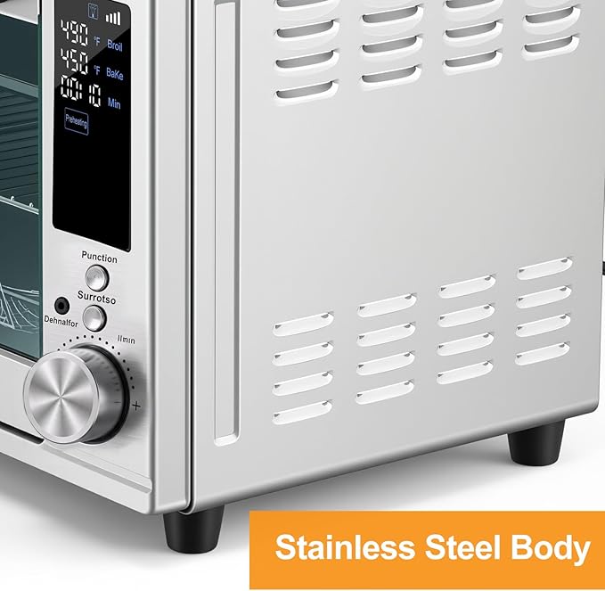 NEWBULIG 30QT Air Fryer Toaster Oven 13-in-1 Multi-Function Smart Airfryer Large Countertop Air Fryer Oven 0-450°F Heating Control 120 Min Timer Chrome Fry Basket Interior Light