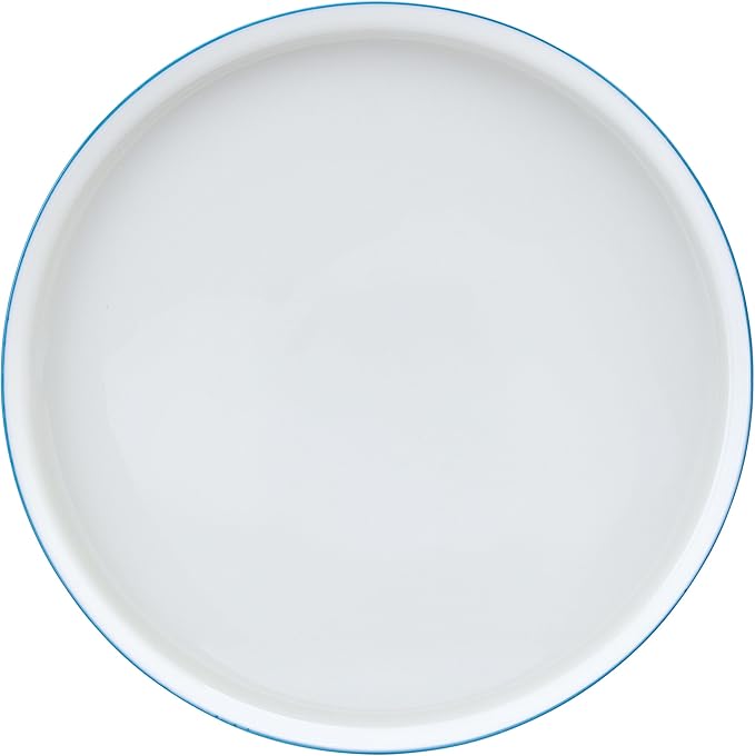 Mikasa Samantha 12 Piece Bone China Dinnerware Set Service for 4 Flat Plates and Bowl with Blue Rim Chip-Resistant Lightweight Elegant and Durable White