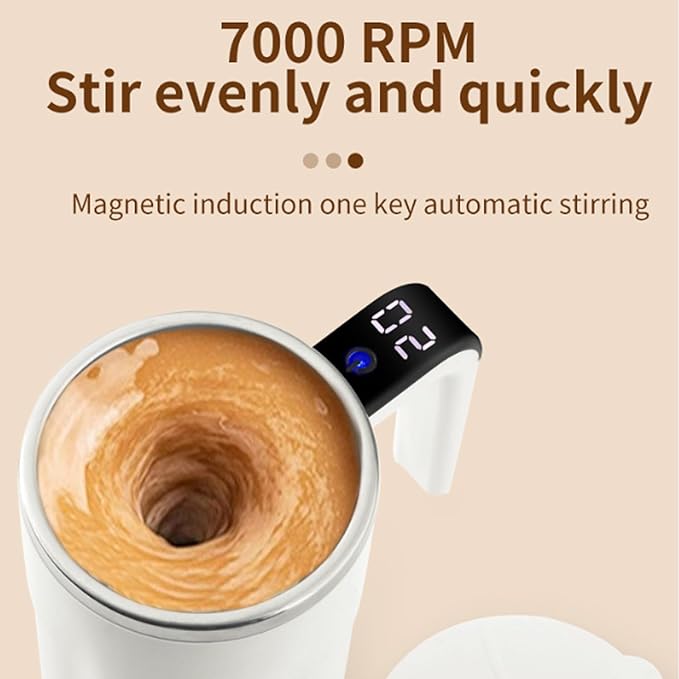 2026 New Electric Coffee Mug With a Built-In Lcd ThermometerUpgraded Automatic Magnetic Stirring Coffee MugMagnetic Self Stirring CupPerfect For Brewing Coffees Milk Cocoa Etc. (Pink)