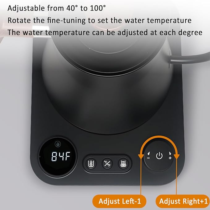 Gooseneck Electric Kettle with Temperature Control 0.9L Pour Over Coffee Kettle 1200W Fast Boil Stainless Steel Interior Auto Shut-Off &amp Boil-Dry Protection for Coffee and Tea (black)