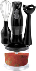 2-Speed Electric Hand Blender with Balloon Whisk – Ergonomic Immersion Blender for Mixing Chopping and Food Processing – Stainless Steel Blades 5ft Cord Dishwasher Safe (Black)
