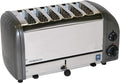 Cadco CTW-6M Stainless Steel Buffet Toaster 17 Wide 6 Slot Metallic Grey Aluminum End Panels Commercial Pop-Up Toaster for Restaurant Hotel Food Truck 220V 2480W NSF Certified