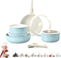 Cookware Set Cookware Set Removable Handle 5/9/11/15/17 Piece Stackables Oven Safe Super Easily Clean for Kitchen (Blue11 Pcs)