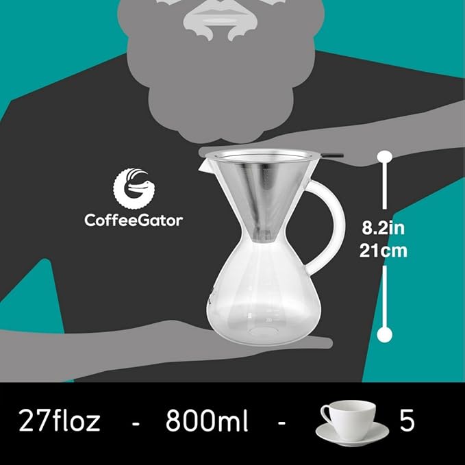 Coffee Gator Pour Over Coffee Maker 27oz 800ml Gooseneck Kettle 40oz Stainless Steel