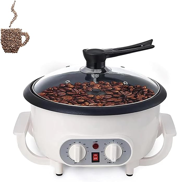 ERICAT Home Coffee Roaster 800 W Upgrade Coffee Roaster Machine with Clear Glass Cover 0-240℃ Adjustable Temperature and 750g Coffee Capacity 60 Minute Intelligent Timeing for Home and Kitchen
