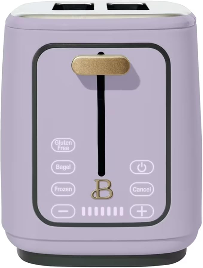 2 Slice Digital Toaster with Touch Control Panel Adjustable Toast Shade Settings Wide Bread Openings Bagel &amp Frozen Modes Removable Crumb Tray (Lavender)