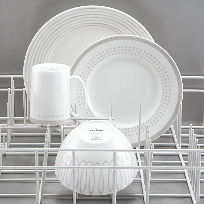 Kate Spade New York Charlotte Street West 16-Piece Dinnerware Set 15.75 LB Taupe/Grey