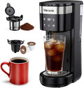 All-in-1 Single Serve Coffee Maker Fit 7.8 Travel Mug Hot &amp Iced K Cup Coffee Machine with 5 Brew Sizes One Cup Coffee Maker with Descaling and Low Water Alert 30oz Removable Reservoir Black