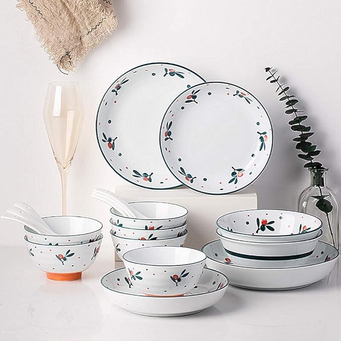 Plate and Bowl Set Fine Dinnerware Set18 Piece Dinnerware SetCeramics Dishes SetDinner SetService for 6Dinner Plates