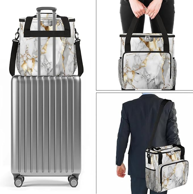 Classic Pattern Marble Coffee Maker Carrying Bag for Keurig K-Mini or K-Mini Plus Storage Portable Coffee Maker Travel Bag