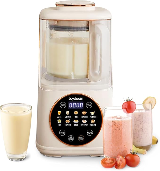 Joydeem JD-J03 Cooking Blender with Soundproof Shield Hot Cold Blender for Filter-free Soy Milk &amp Juice 8-Speed and Temperature Control 12H Preset 1100ml White