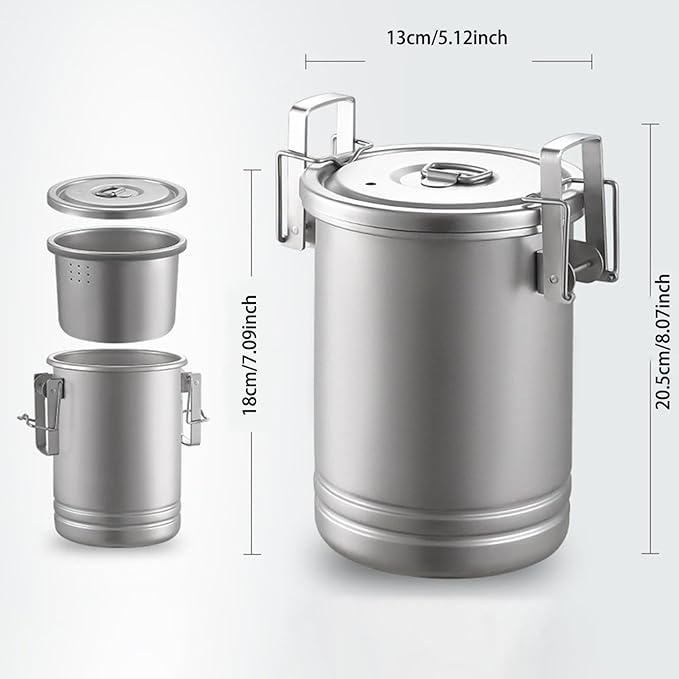 2025 New Upgrade Stainless Steels Steaming Pots Camping Hiking Rice Cooker Outdoor Portable Picnics Cookware Stainless Steels Steaming Pots for Outdoor Traveling Hiking (1 PC)