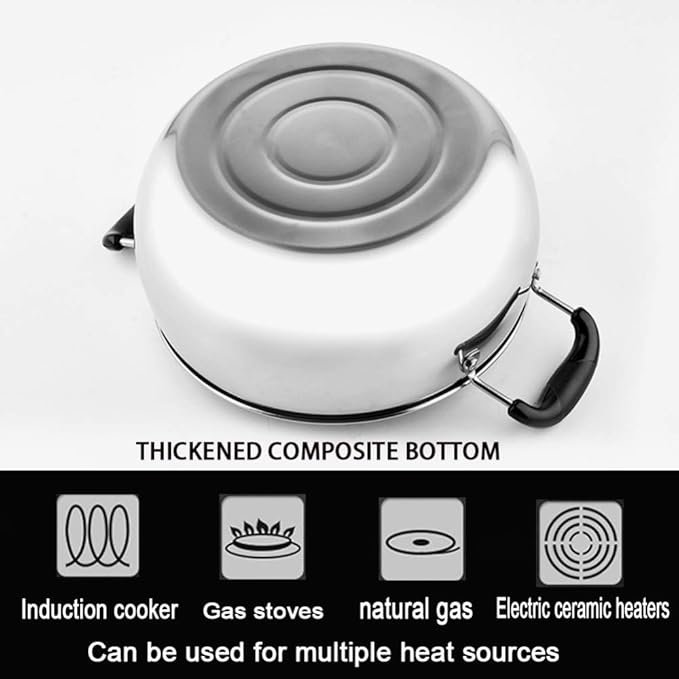 2-Piece Pot SetCookware Setwith Tempered Glass Lid Comfortable Handle Stainless Steel Soup Pot Suitable for Gas Induction Cooker Easy to Clean Deep Pan