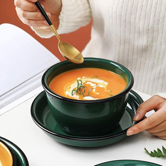 Elegant Fine Dinnerware SetPorcelain Dinnerware Sets Imitation Enamel Porcelain Dishes Tableware Set Creativity Nordic Style Dinner Sets Microwave and Dishwasher SafeOrange