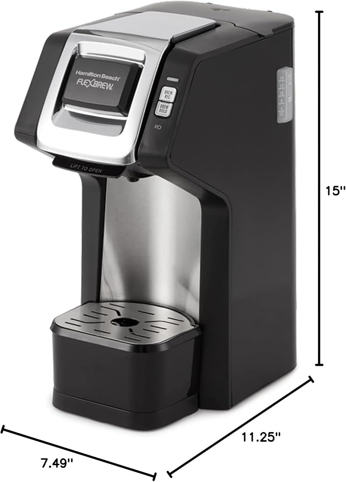 Hamilton Beach 49979 FlexBrew Single-Serve Coffee Maker Compatible with Pod Packs and Grounds Black and Chrome