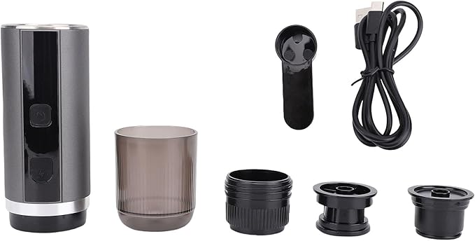 Portable Capsule and Ground Coffee Machine Rechargeable Cordless Coffee Maker 20Bar Pump Pressure 92°C Extraction Perfect for Home and Outdoor Use (Gray)