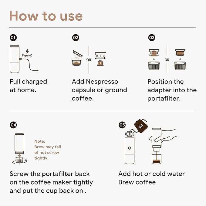 Outdoor Coffee Machine Easy to Wash Portable Coffee Machine 17bar 120 Ml Tank 250 Ml Cup for Office Rooms (Black)