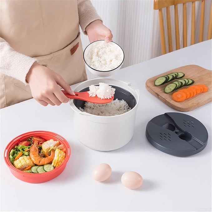 Microwave Rice Cooker - Versatile Steamer Rice Pasta Vegetables &amp Soups | Compact &amp Easy to Clean Kitchen Tool