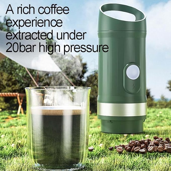 Portable Espresso Machine 20Bar Wireless Heating Mini Coffee Maker 9600mAh Rechargeable Battery Compatible with Capsules &amp Ground Coffee for Travel Camping Home Use