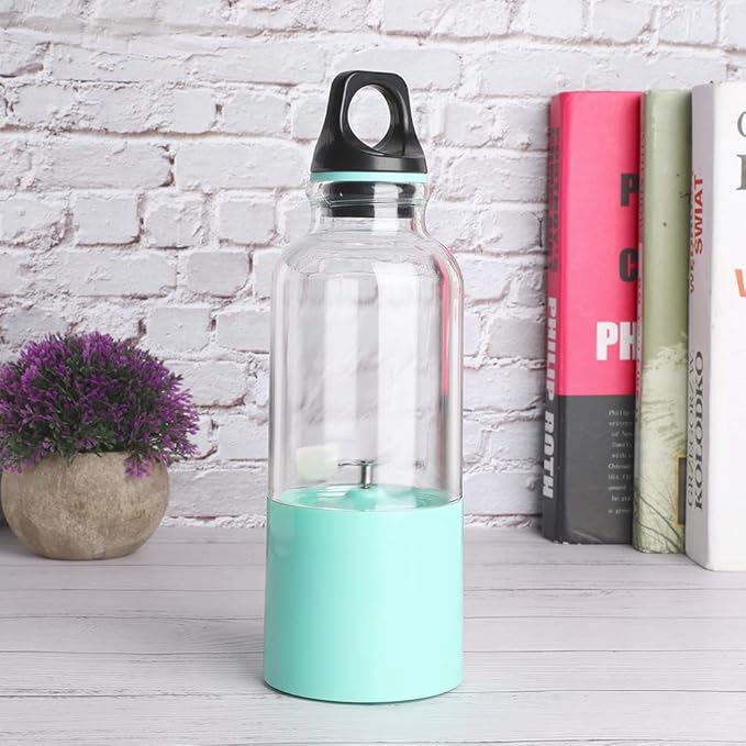 Portable Electric Fruit Cup with Two Blades Cutting Juicer Blender 2600mAh Travel Home USB Rechargeable (500ML)