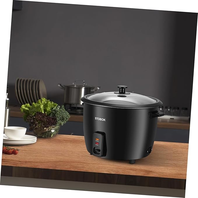 Alipis Portable Rice Cooker Electric Stew Pot with Transparent Lid One-button Control Multifunctional Cooker for Rice Oatmeal Soups and Steamed Vegetables US Plug for Home and Travel