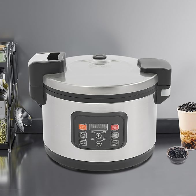 Commercial 12L Pearl Cooker 1850W Automatic Boba Maker with 24H Keep Warm Non-Stick Inner Pot for Bubble Tea Sago Tapioca - US Standard Plug (12L)