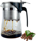 Pour Over Coffee Maker Set 304 Stainless Steel Coffee Dripper with On/Off Switch Borosilicate Glass Small Coffee Pot 50 Filter Papers Multi-Functional Immersion Drip Cafe Brewer Machine (1 250ml)