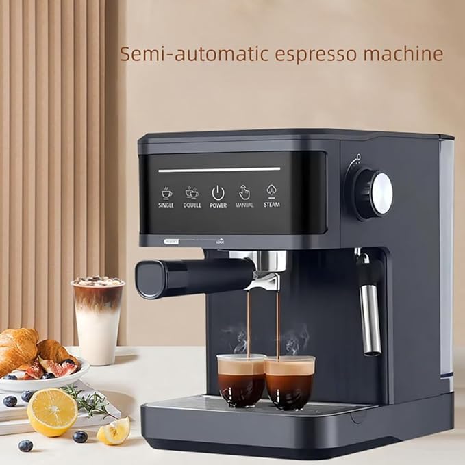 Espresso Coffee Machine Semi-Automatic Coffee Maker Machine Professional Espresso Maker with LED Touch Screen Touch Control Removable Water Tank for Home