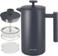 Secura French Press Coffee Maker 304 Grade Stainless Steel Insulated Coffee Press with 2 Extra Screens 34oz (1 Litre) Grey
