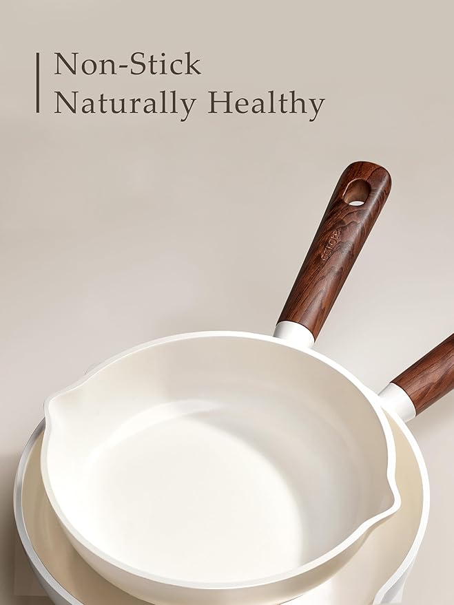 CAROTE Ceramic Cookware Sets Pots and Pans Set Non stick Non Toxic Healthy Induction Cookware 14 Pcs Nonstick Kitchen Pots and Pans Set PFAS PTFE Free Dishwasher Safe