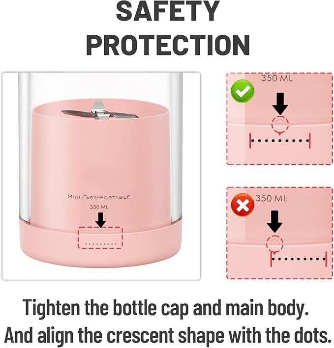 OTPEIR Portable Blender for Shakes and Smoothies with 11.83 Oz Travel Cup and LidDurable Stainless Steel Blades for Juice Blending Performance Pink
