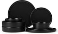 Herogo Dinnerware Sets with Pasta Bowls for 2 8 Piece Dinner Salad Plates and Cereal Bowls Stoneware Serving Dishes Dinner Ware for Home Kitchen Dishwasher &amp Microwave Safe Dishware Matte Blac