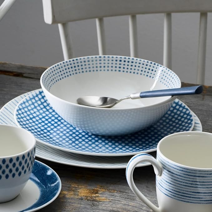 Noritake Blue Hammock 12-Piece Coupe Dinnerware Set Service for 4